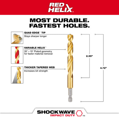 25/64" SHOCKWAVE™ Impact Duty RED HELIX™ Titanium Drill Bit