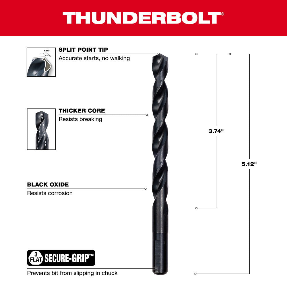 25/64" Thunderbolt Black Oxide Drill Bit