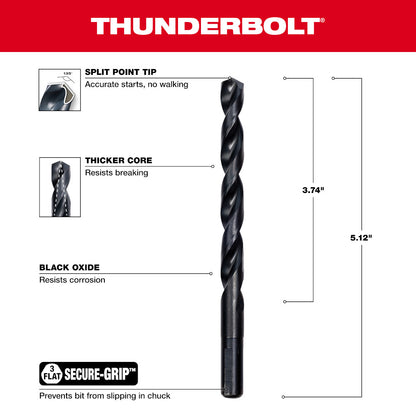 25/64" Thunderbolt Black Oxide Drill Bit