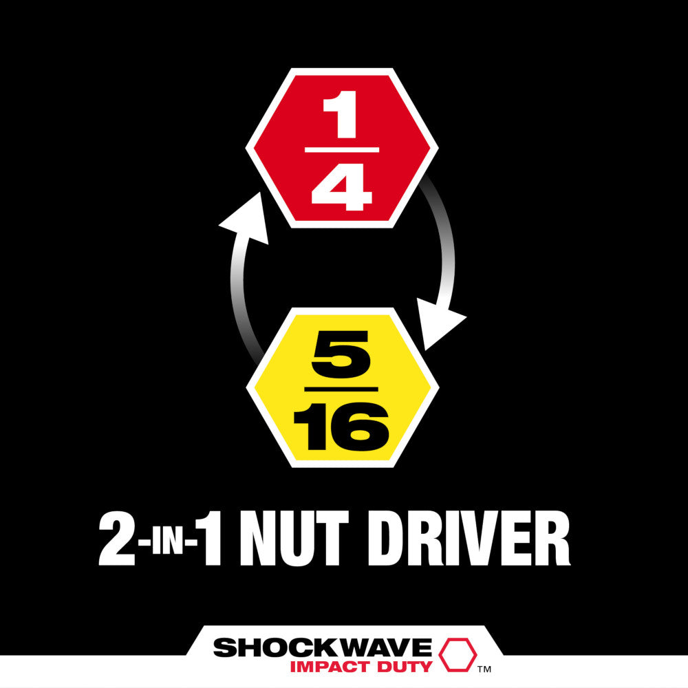 SHOCKWAVE™ Impact Duty 1/4" and 5/16" x 2-1/4" QUIK-CLEAR™ 2-in-1 Magnetic Nut Driver Bulk 25