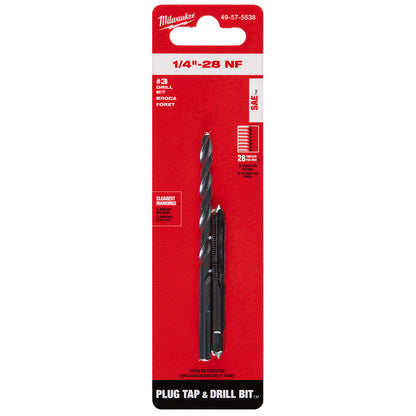 1/4"-28 NF Straight Flute Plug Tap & #3 Drill Bit