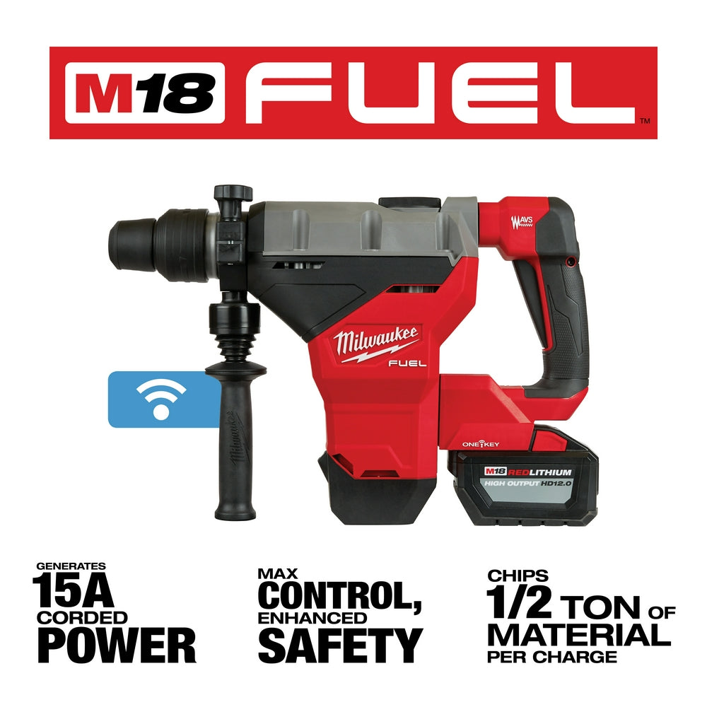 M18 FUEL™ 1-3/4 in. SDS Max Rotary Hammer with One Key™ Two HD12.0 Battery Kit