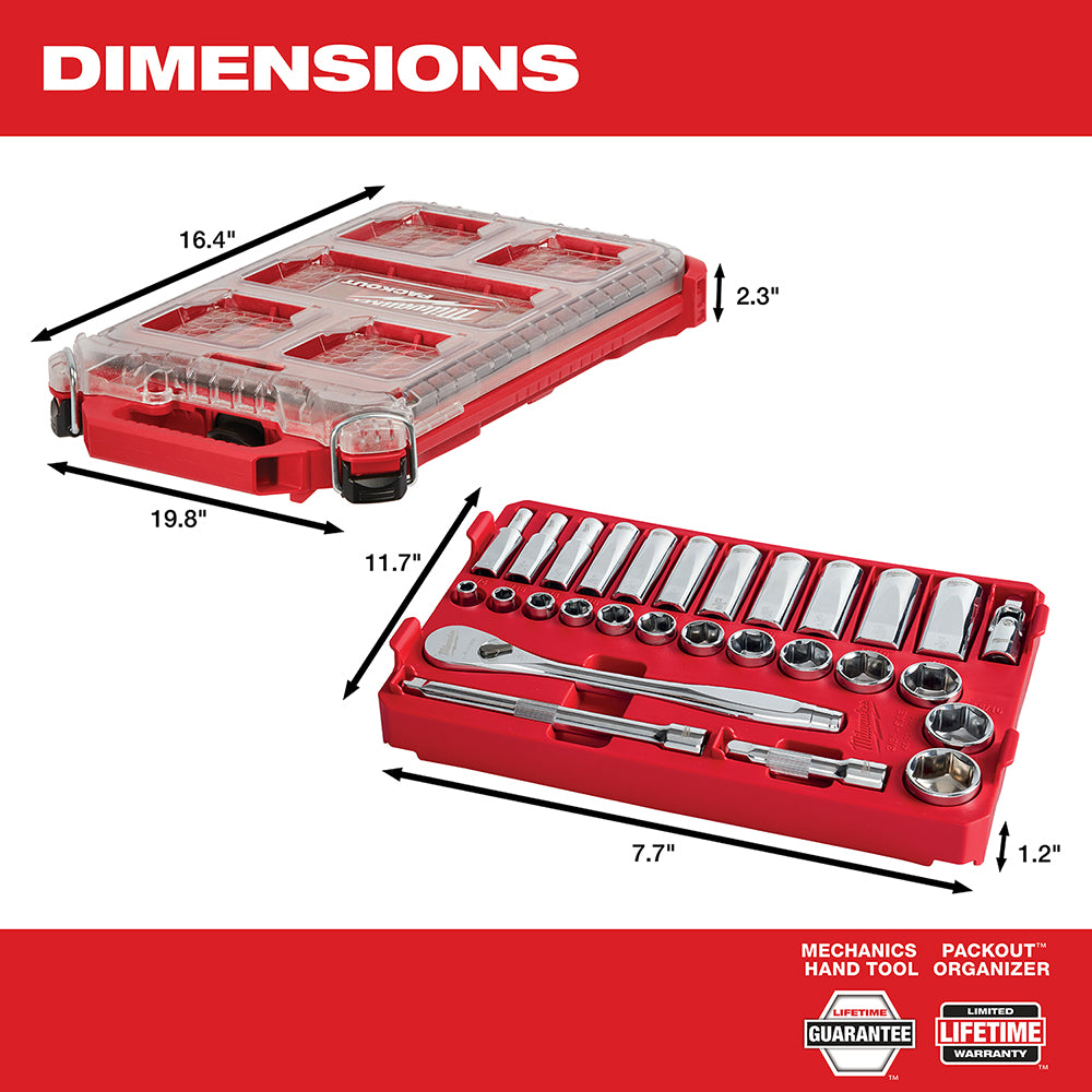 3/8" 28 Pc Ratchet & Socket Set with PACKOUT™ Organizer