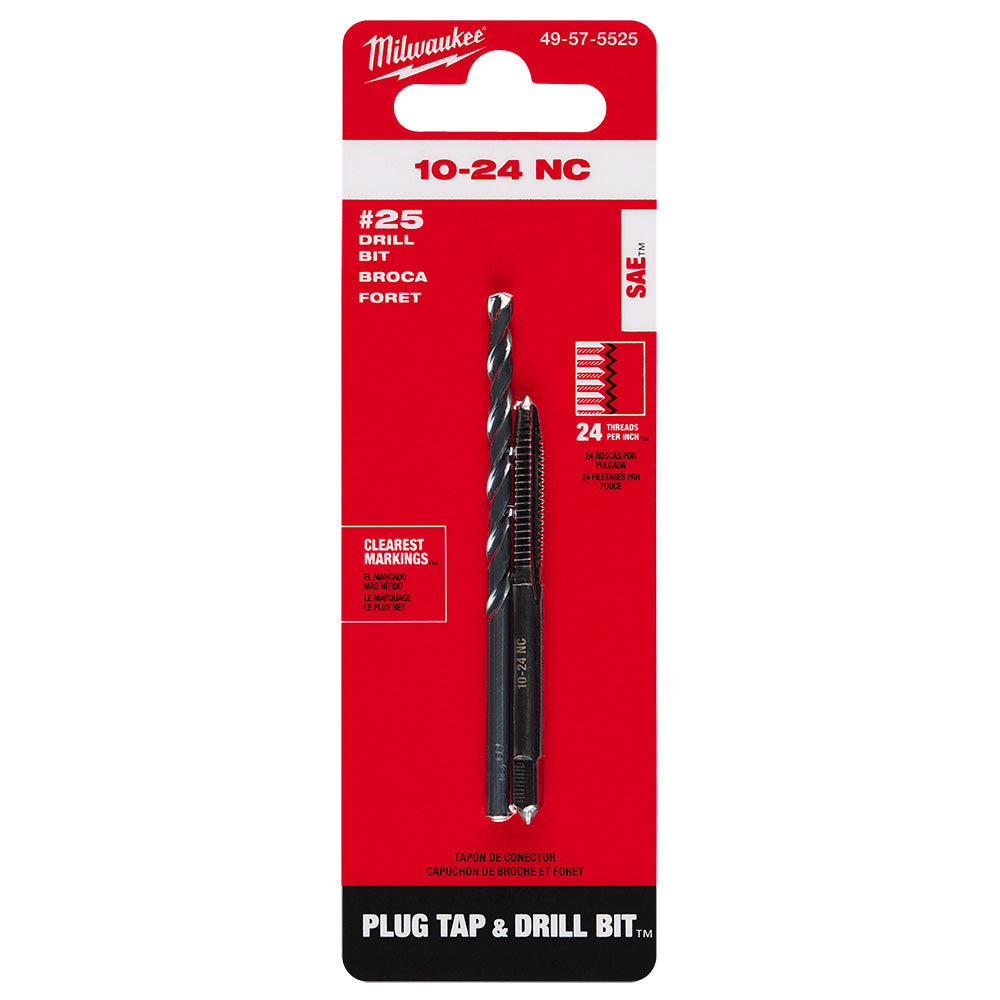 10-24 NC Straight Flute Plug Tap & #25 Drill Bit