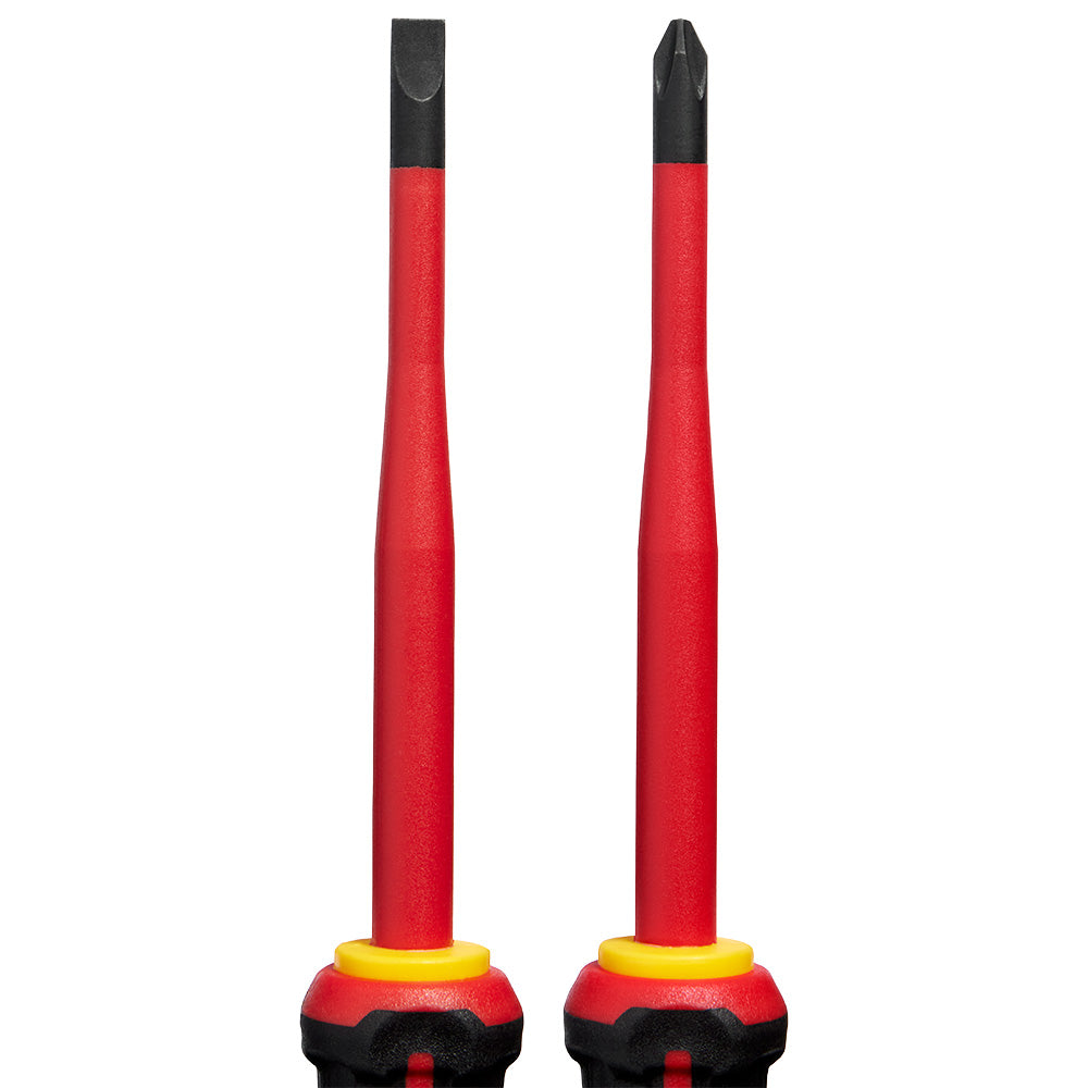 2pc 1000V Insulated Slim Tip Screwdriver Set