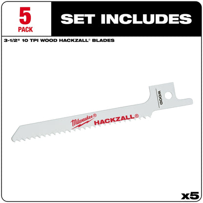 3-1/2" 10 TPI SAWZALL® Blade for Wood Scroll (5 PK)