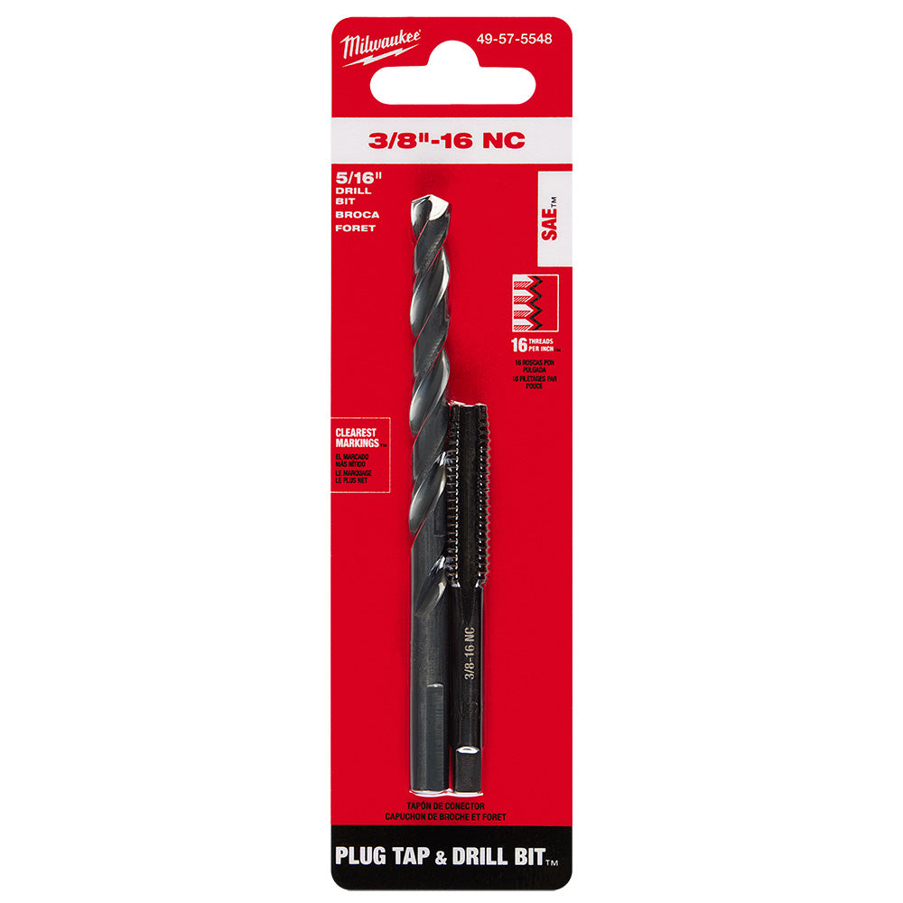 3/8"-16 NC Straight Flute Plug Tap & 5/16" Drill Bit
