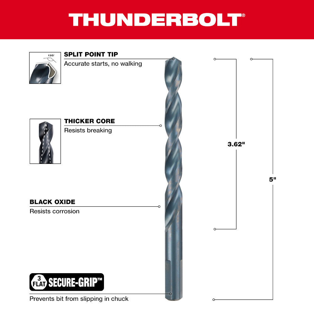 3/8" THUNDERBOLT®  Black Oxide Drill Bit