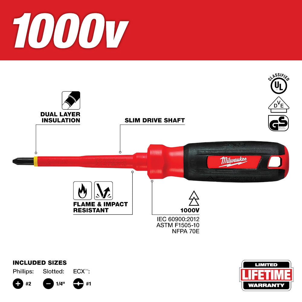 3-Piece 1000V Insulated Screwdriver Set