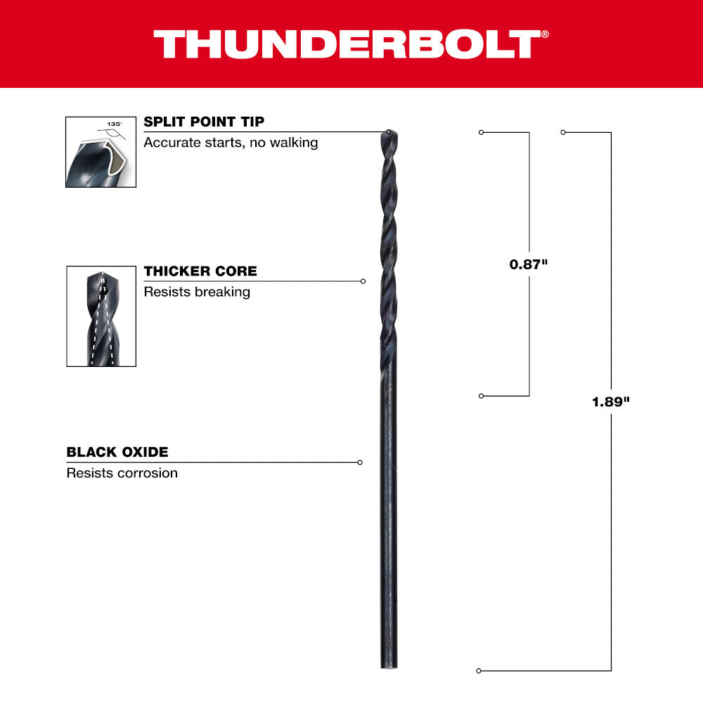 1/16" THUNDERBOLT®  Black Oxide Drill Bit