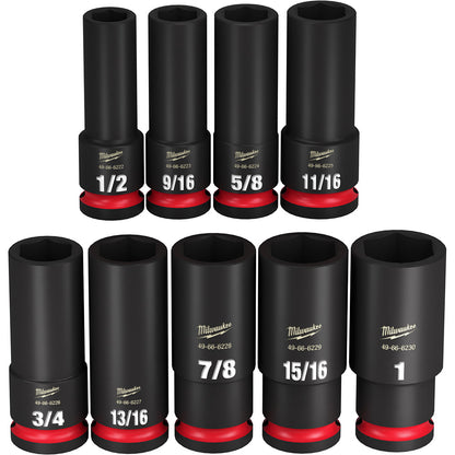 9PC SHOCKWAVE™ Impact Duty 1/2" Drive SAE Deep 6 Point Socket Set