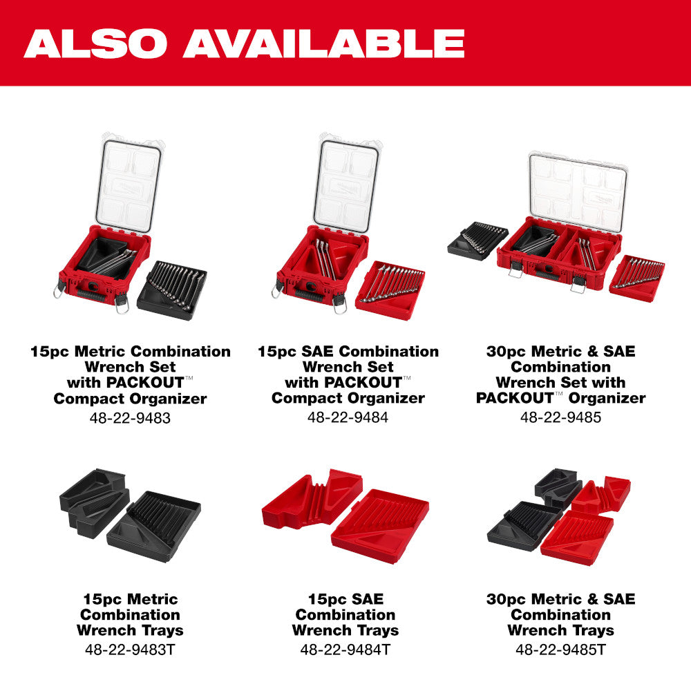 30pc Metric & SAE Combination Wrench Trays