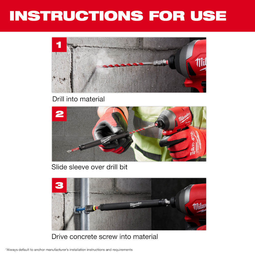 7PC. SHOCKWAVE™ Impact Duty Carbide Hammer Drill Bit Concrete Screw Install Set