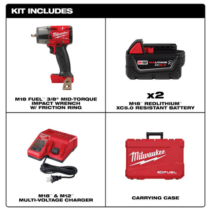 M18 FUEL™ 3/8" Mid-Torque Impact Wrench w/ Friction Ring Kit