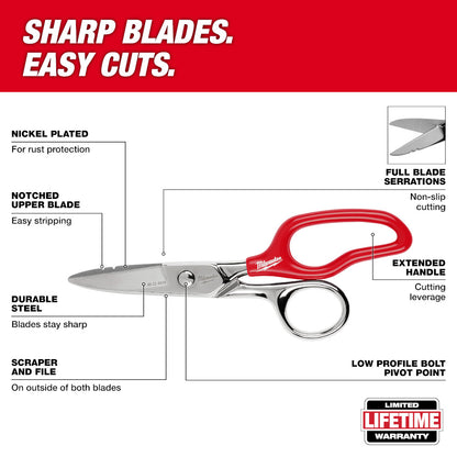 Electrician Scissors with Extended Handle