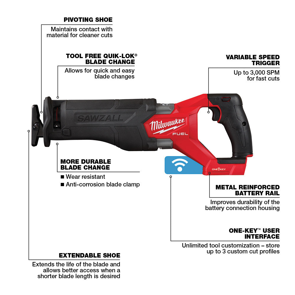 M18 FUEL™ SAWZALL® Recip Saw w/ ONE-KEY™