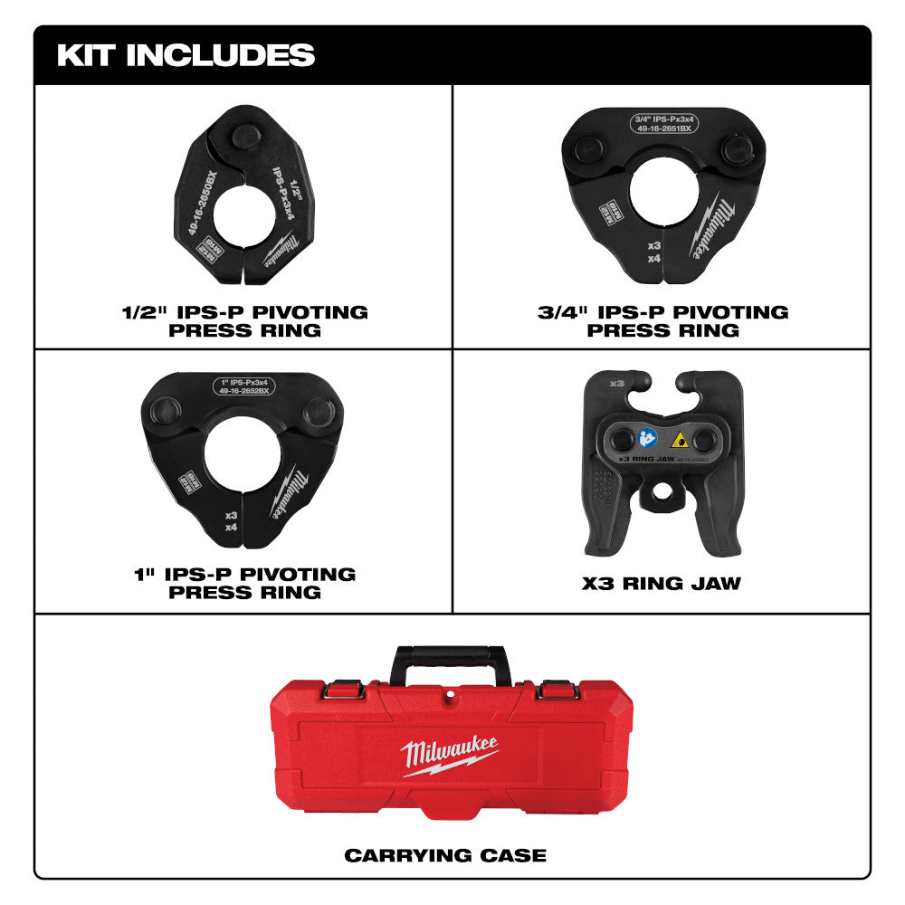 1/2" - 1" IPS-P Pivoting Press Ring Kit for M12™ FORCE LOGIC™ Press Tool