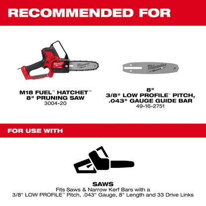 8" 3/8" LOW PROFILE™ Pitch, .043" Gauge Saw Chain