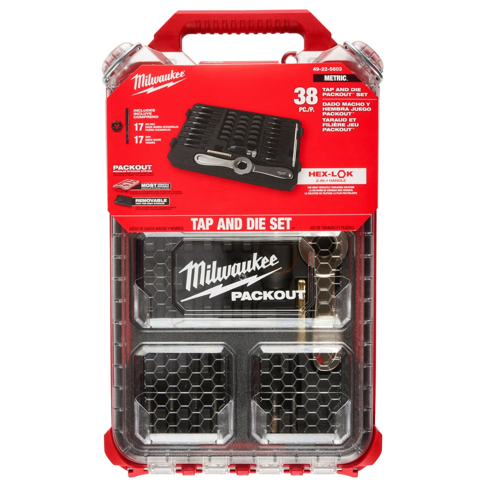 38PC Metric Tap & Die PACKOUT™ Set w/ HEX-LOK™ 2-in-1 Handle
