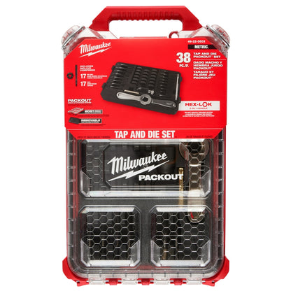 38PC Metric Tap & Die PACKOUT™ Set w/ HEX-LOK™ 2-in-1 Handle