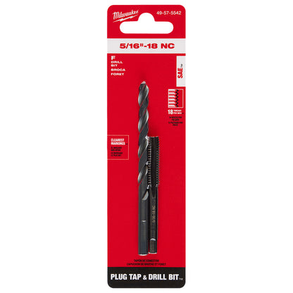 5/16"-18 NC Straight Flute Plug Tap & F Drill Bit