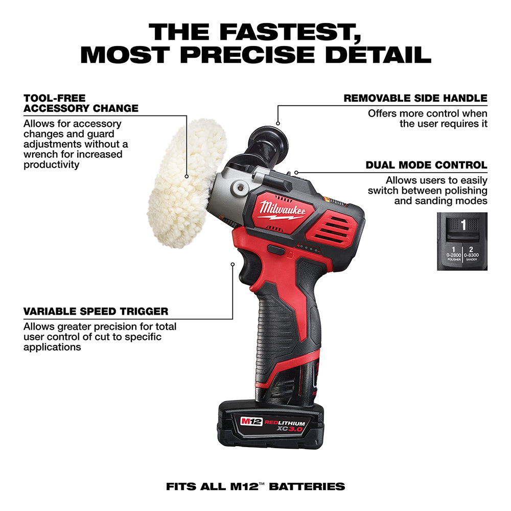 M12™ 12 Volt Lithium-Ion Cordless Variable Speed Polisher/Sander XC/Compact Battery Kit