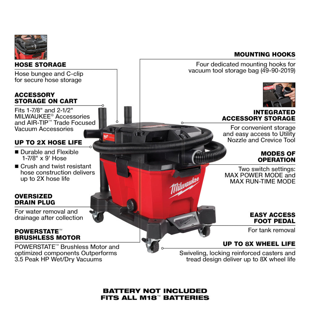 M18 FUEL™ 6 Gallon Wet/Dry Vacuum