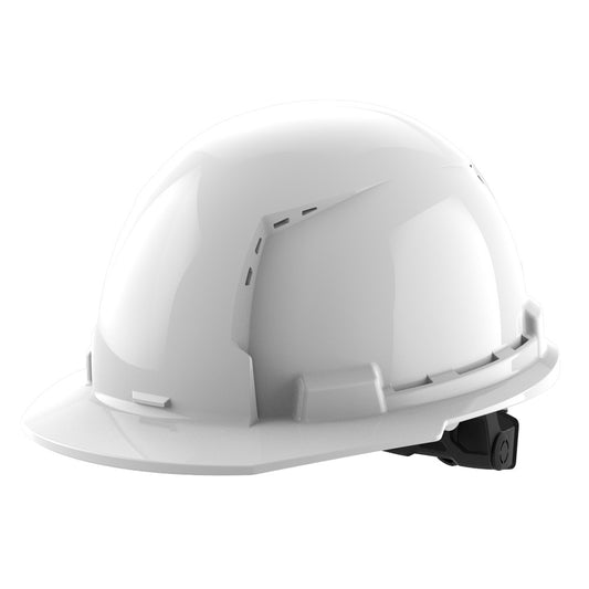 White Front Brim Vented Hard Hat w/6pt Ratcheting Suspension - Type 1, Class C