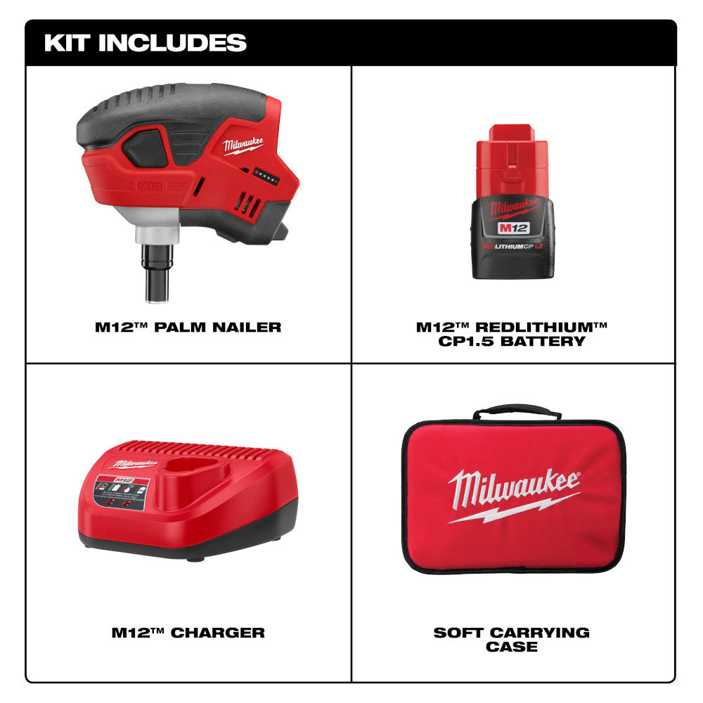 M12™ Cordless Lithium-Ion Palm Nailer Kit