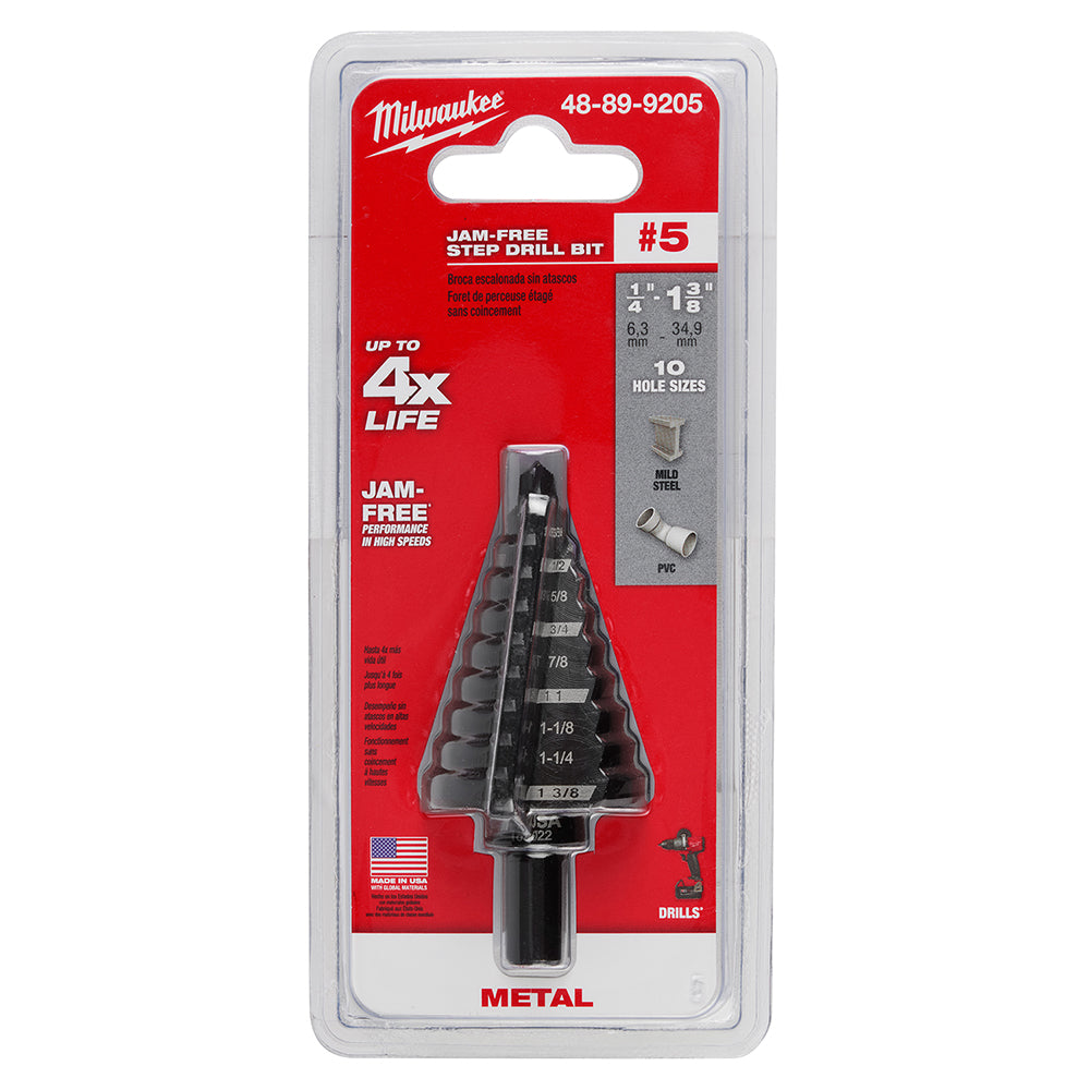 #5 Step Drill Bit, 1/4" - 1-3/8" by 1/8"