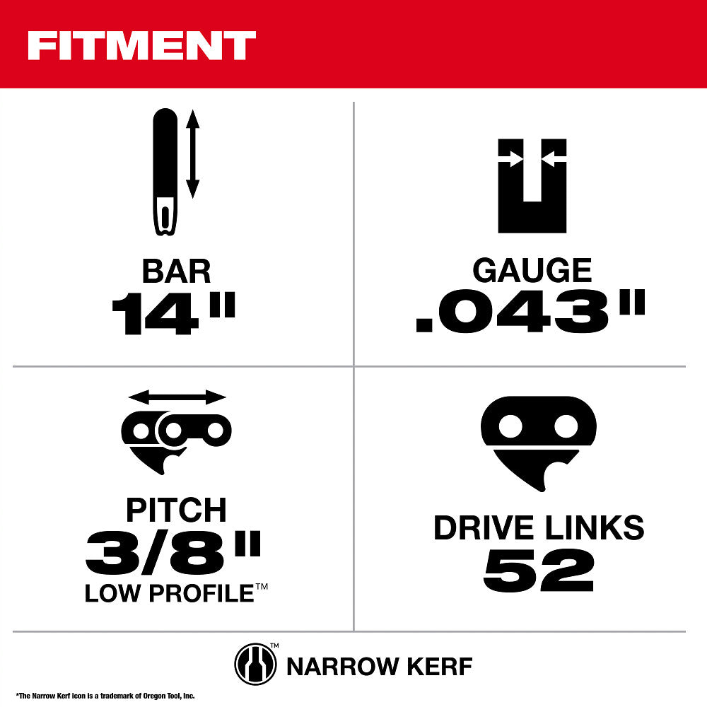 14" 3/8" LOW PROFILE™ Pitch, .043" Gauge Guide Bar