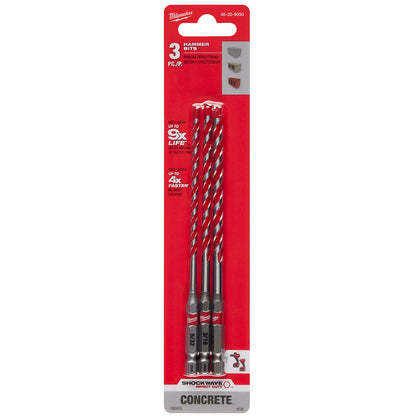 3PC. SHOCKWAVE™ Impact Duty Carbide Hammer Drill Bit Set