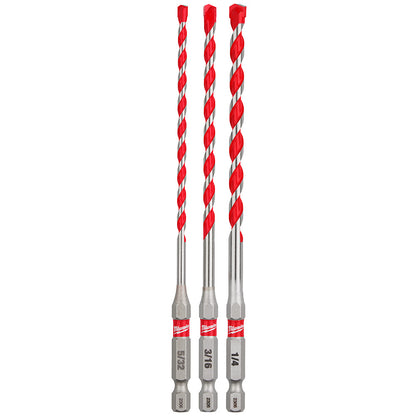 3PC. SHOCKWAVE™ Impact Duty Carbide Hammer Drill Bit Set