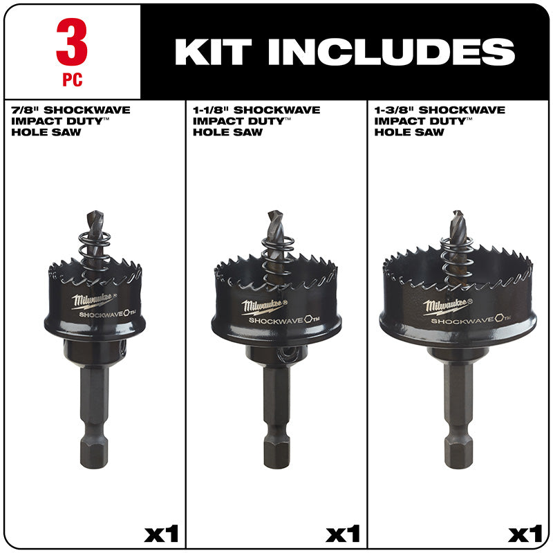 3PC Thin Wall Hole Saw Set