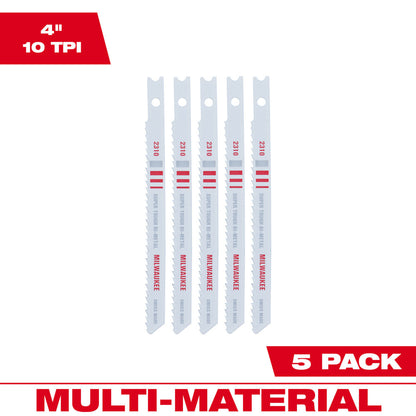 4" 10TPI U-Shank Multi-Material Bi-Metal Jig Saw Blades (5 PK)
