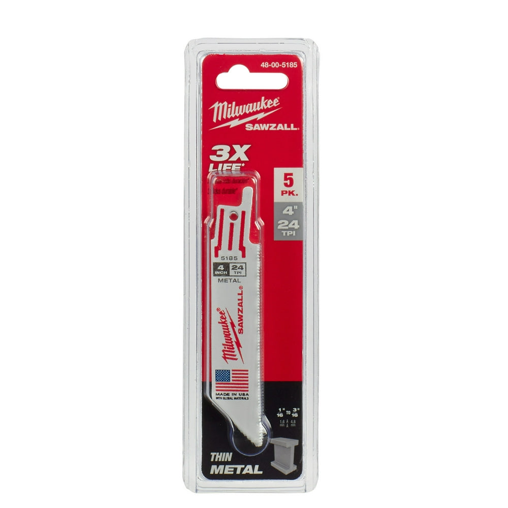 4" 24 TPI SAWZALL® Blade for Thin Metal (5 PK)