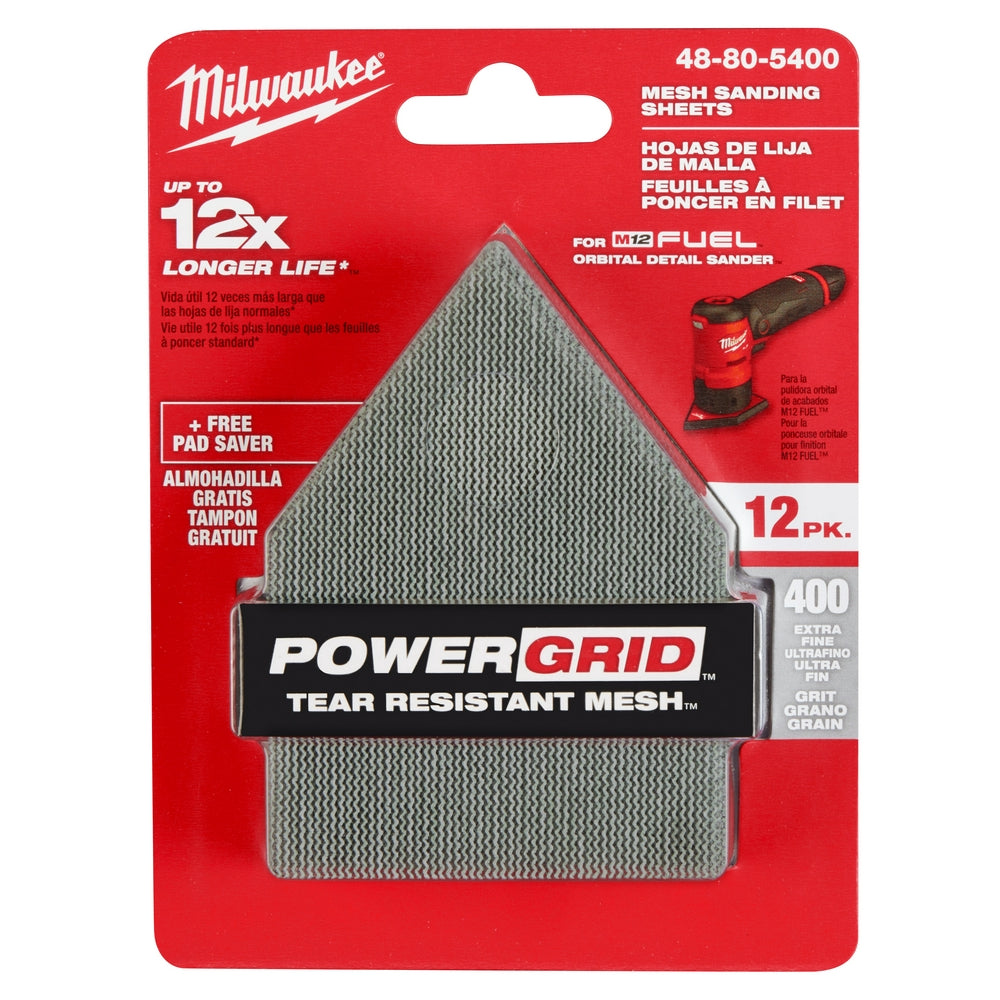 400 Grit Mesh Sanding Sheets for M12 FUEL™ Orbital Detail Sander (12 PK)