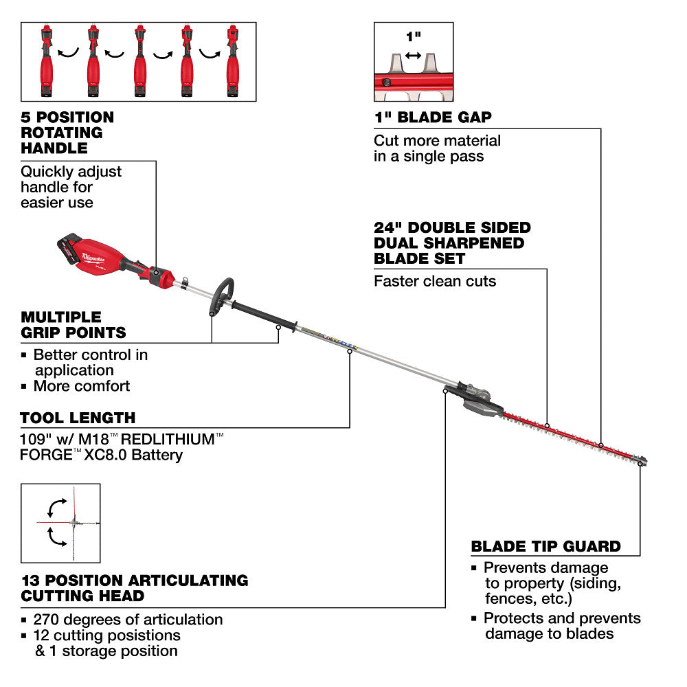 M18 FUEL™ Extended Pole Articulating Hedge Trimmer Kit