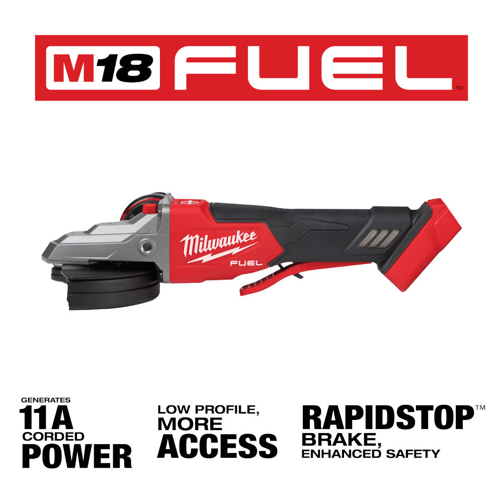 M18 FUEL™ 5" Flathead Braking Grinder, Paddle Switch No-Lock