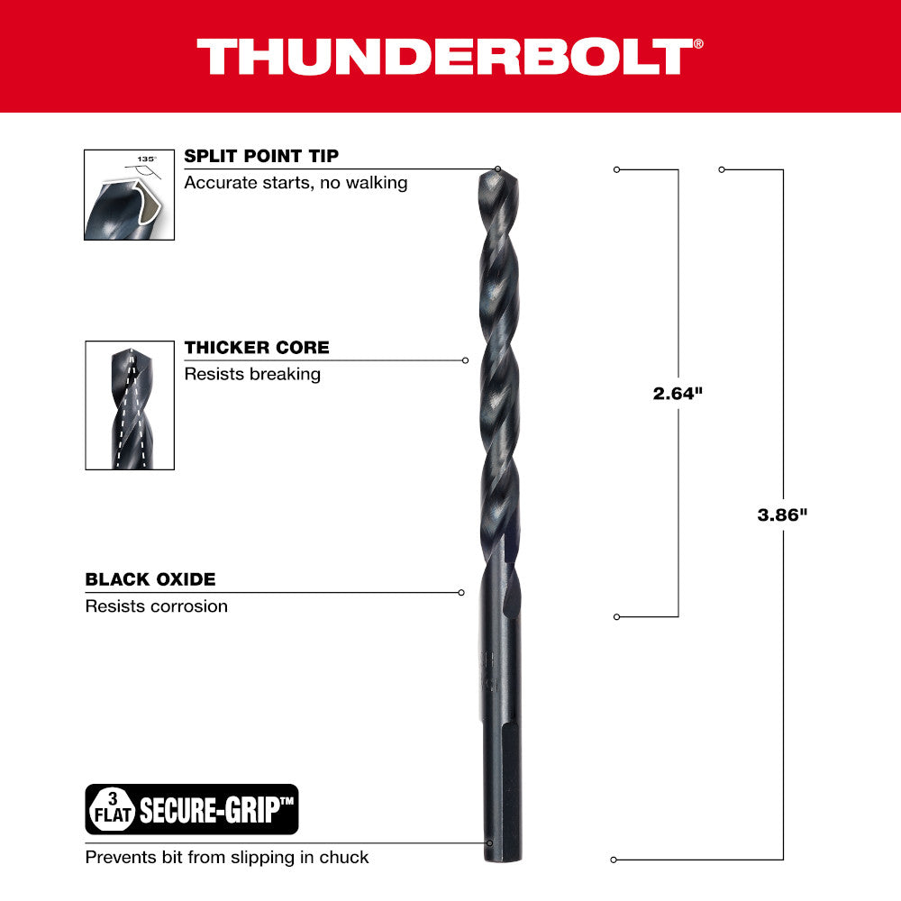 15/64" THUNDERBOLT®  Black Oxide Drill Bit