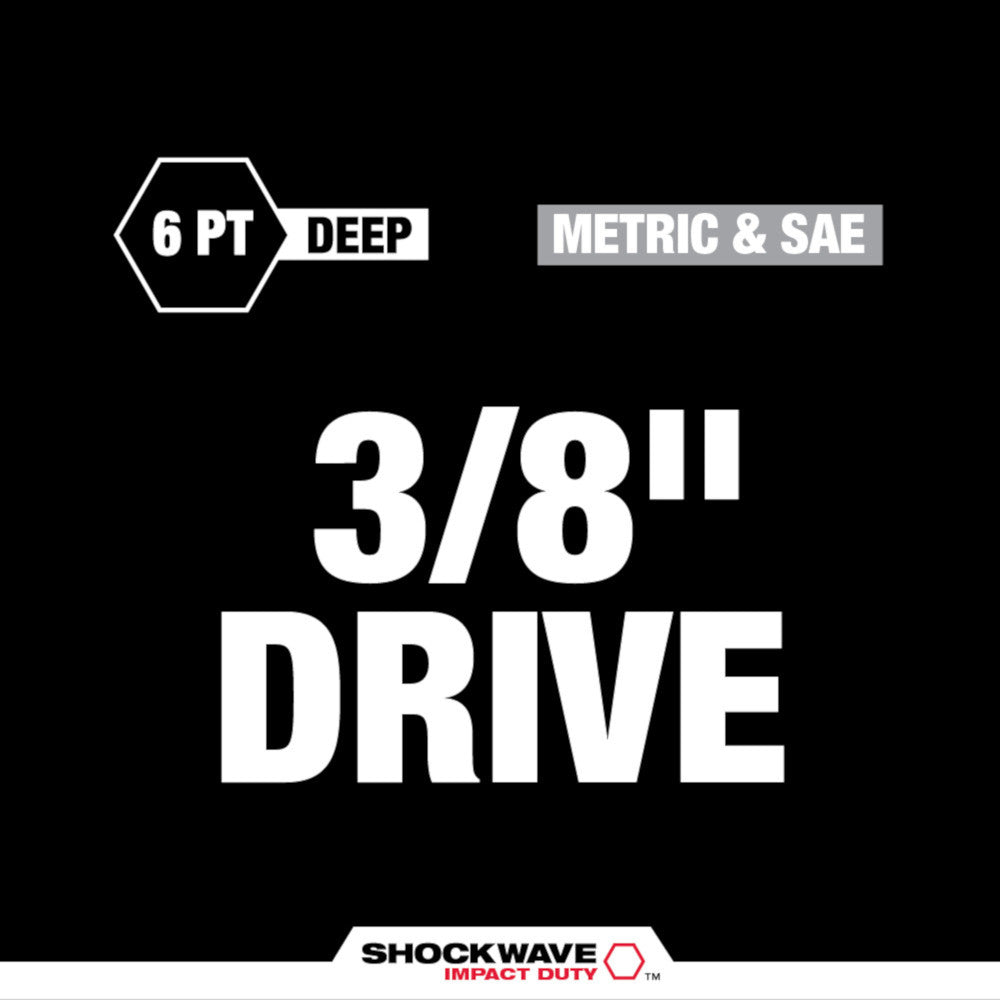 43PC SHOCKWAVE™ Impact Duty 3/8" Drive SAE & Metric Deep 6 Point Socket Set