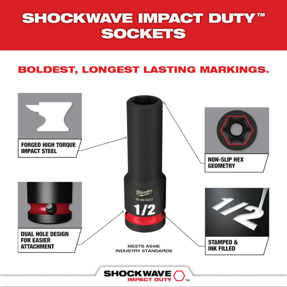 43PC SHOCKWAVE™ Impact Duty 3/8" Drive SAE & Metric Deep 6 Point Socket Set