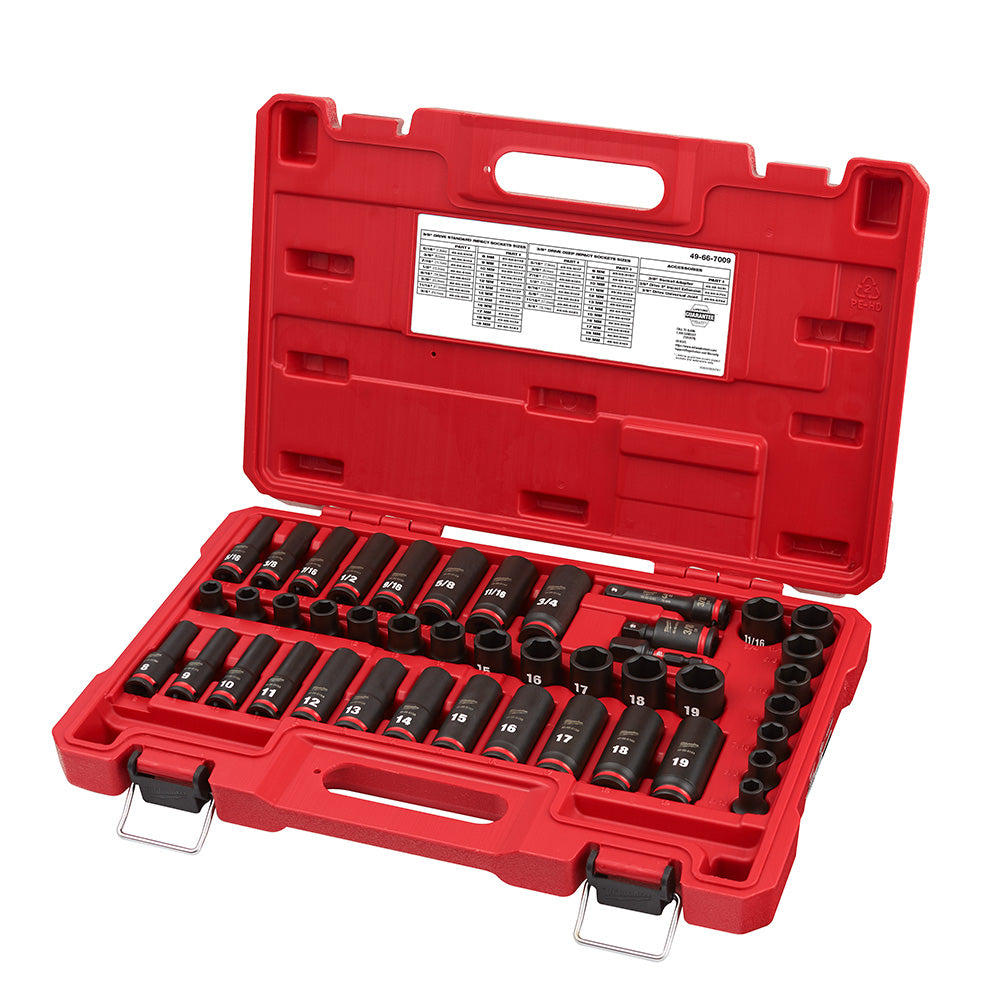 43PC SHOCKWAVE™ Impact Duty 3/8" Drive SAE & Metric Deep 6 Point Socket Set