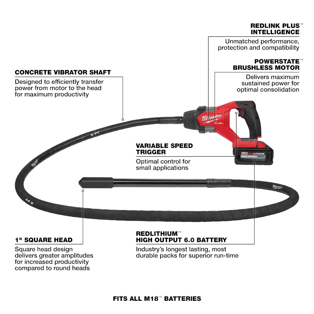 M18 FUEL™ 8' Concrete Pencil Vibrator Kit