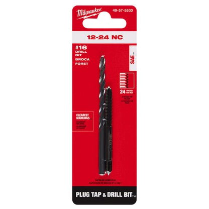 12-24 NC Straight Flute Plug Tap & #16 Drill Bit