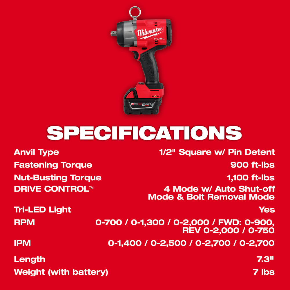 M18 FUEL™ 1/2" High Torque Impact Wrench w/ Pin Detent Kit