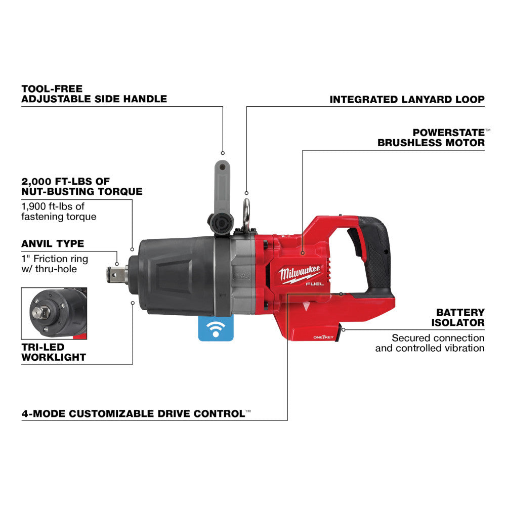 M18 FUEL™ 1 in. D-Handle High Torque Impact Wrench w/ ONE-KEY™
