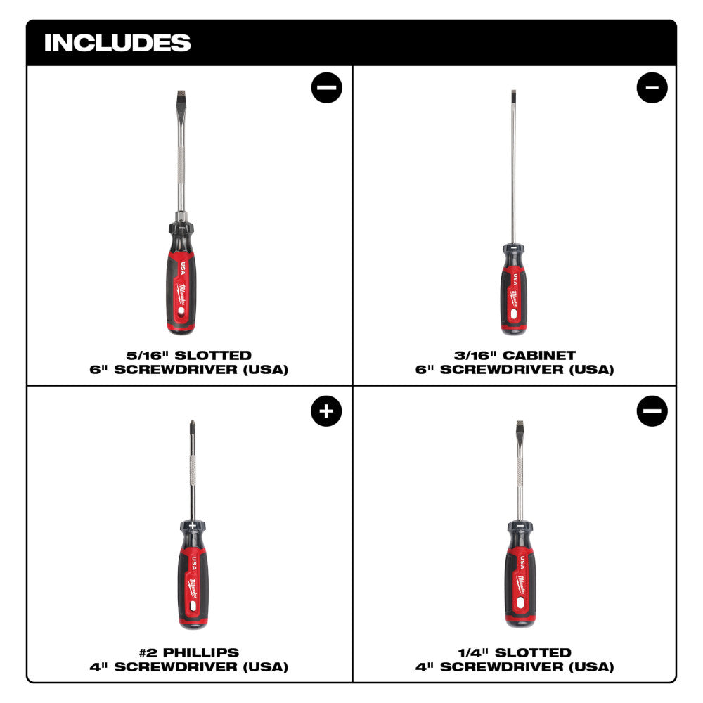 4PC Cushion Grip Screwdriver Kit (USA)
