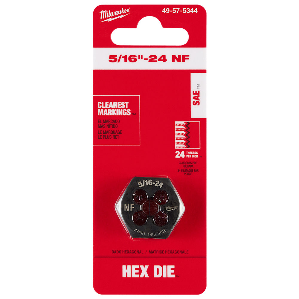 5/16"-24 NF 1-Inch Hex Threading Die