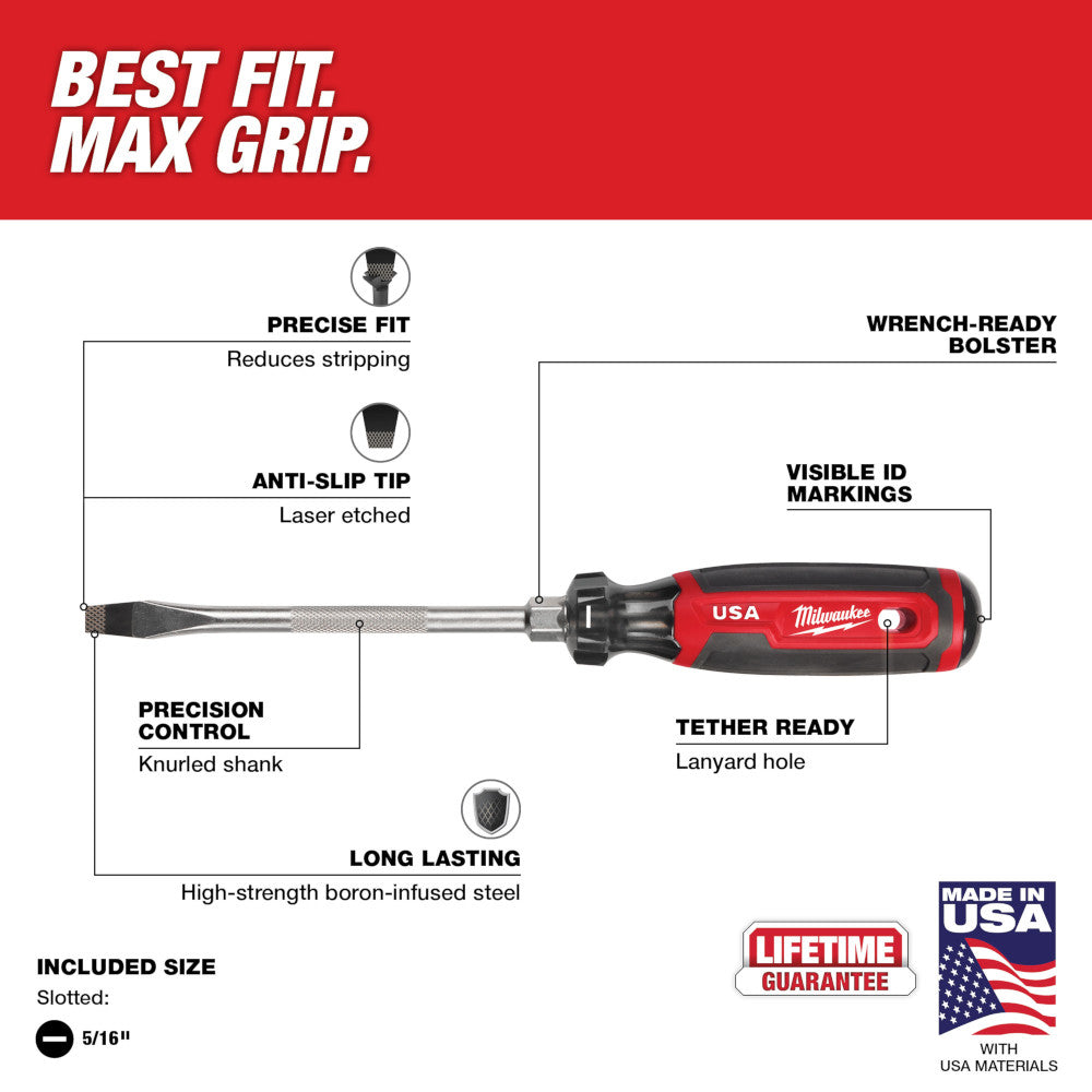 5/16" Slotted 6" Cushion Grip Screwdriver (USA)